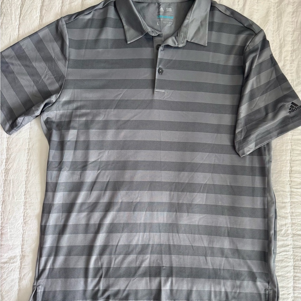 Adidas Men's Charcoal Striped Polo